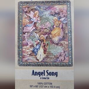 ​Manual Woodworkers & Weavers Angel Song Tapestry Woven Throw Lena Liu 50x60 USA